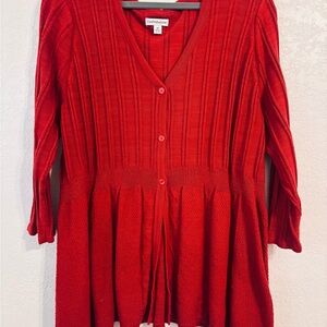 Coldwater Creek Red Button Front Knit Cardigan